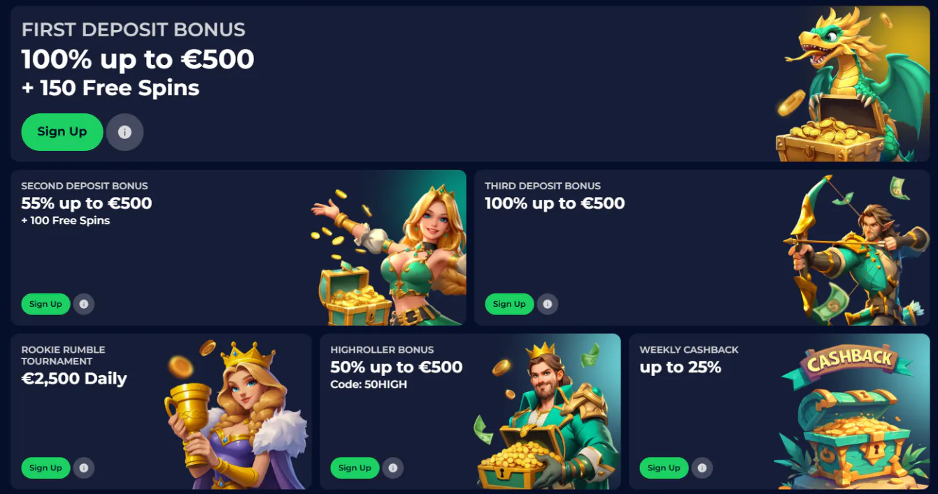 NineWin casino promotional offers featuring a high roller bonus and weekly cashback